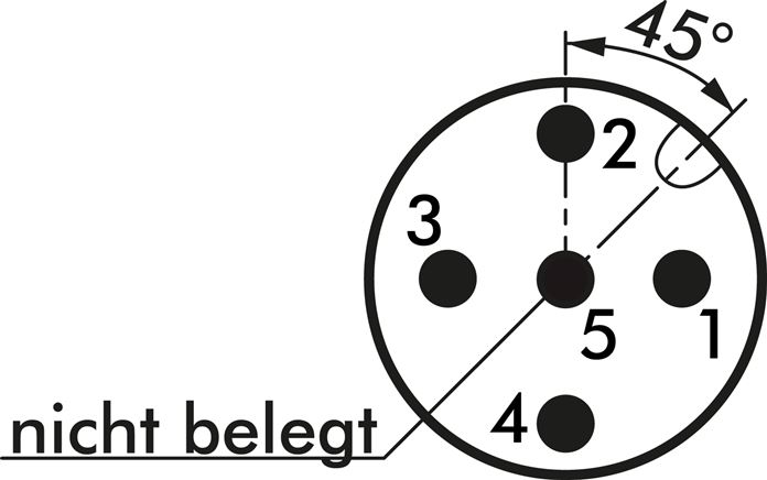 Schematický symbol: Zástrcka M 12 (A-kódovaná, 5-pólová)